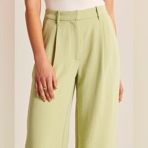 Abercrombie High-Waist Wide-Leg Pants in Light Green